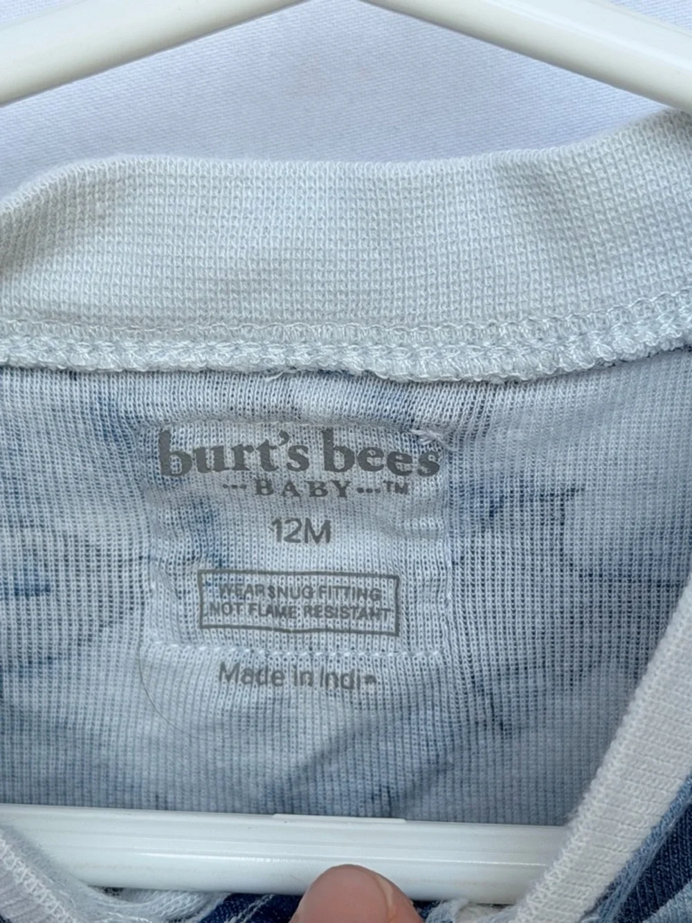 12 MTH Burt's Bees Navy and Light Blue Shark-Print One-Piece